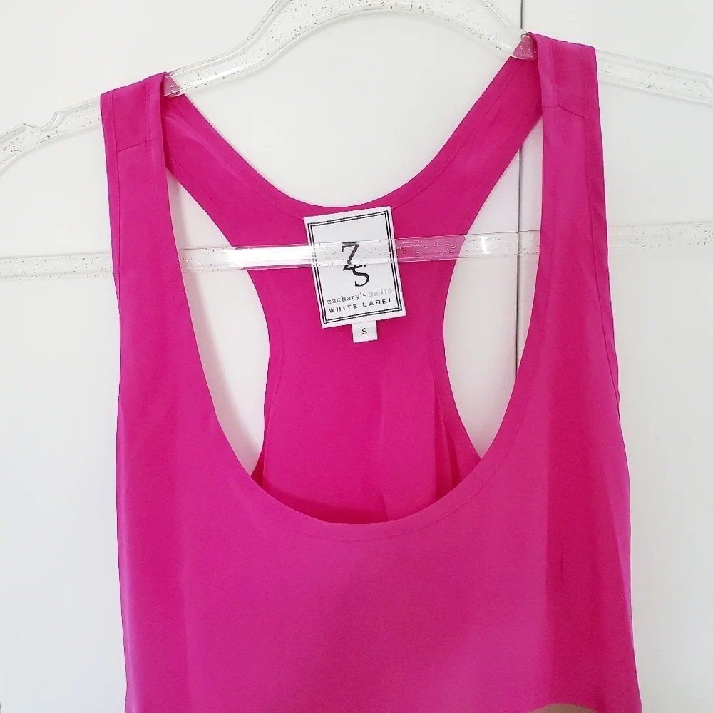 Colorblock slip dress sleeveless‎ racerback pink size small silk